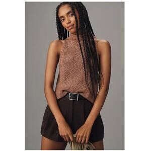 Anthropologie Pilcro Mock Neck Knit Tank Top Brown Sleeveless Sweater Women’s S